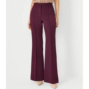 Ann Taylor Petite Flare Trouser Pant in Double Crepe - Plum
